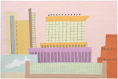 painting by Don Christensen entitled, TownHall & Aquarium